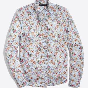 J Crew Mercantile Button Down Floral Ruffle Blouse